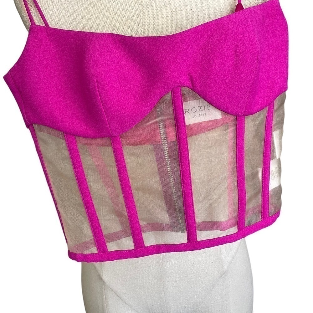 ROZIE CORSETS Crepe & Tulle Corset Fuchsia Pink FR 36 XS - Picture 5 of 12